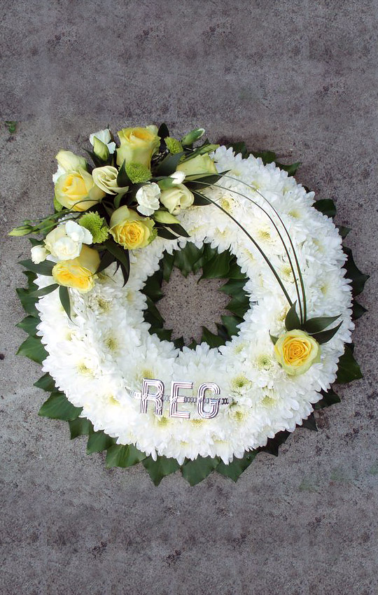 Based Open Wreath with flower spray